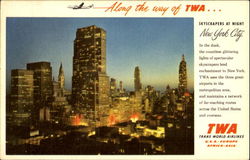 Along The Way Twa Skyscrapers At Night New York City, NY Postcard Postcard