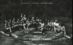 Fun Around A Campfire, Camp Sacajawea Postcard