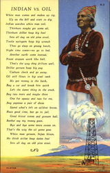 Indian Vs. Oil Native Americana Postcard Postcard