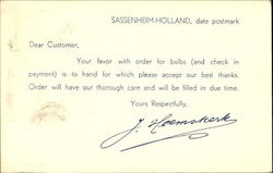 Sassenheim Holland Date Postmark Postcard