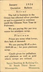 January 1926 Quotation Bulletin Postcard