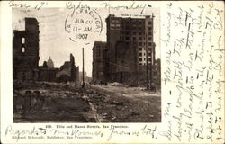 Ellis And Mason Streets, after earthquake Postcard