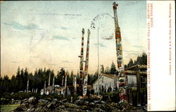 Deserted Indian Village Showing Tribe Totems Native Americana Postcard Postcard