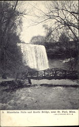 Minnehaha Falls And Rustic Bridge Postcard