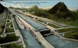 View Of Locks On The Panama Canal As Will Appear When Completed From Painting Postcard Postcard