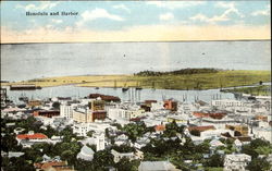 Honolulu And Harbor Postcard