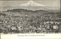 Bird's-Eye View Of Portland And Mt. Hood Oregon Postcard Postcard