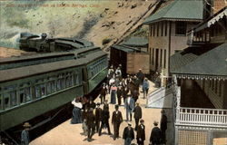 Arrival Of Train At Shasta Springs California Postcard Postcard