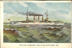 The New Hampshire First-Class Battleship 1908 Postcard