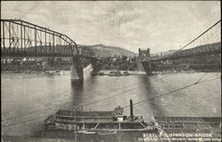 Steel-Suspension-Bridge, Over-The-Ohio-River Postcard