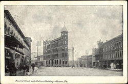 Second Street And Flatiron Building Warren, PA Postcard Postcard