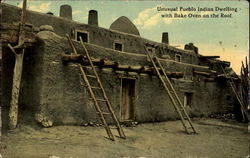 Unusual Pueblo Indian Dwelling With Bake Oven On The Roof Native Americana Postcard Postcard