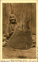 Indian Basket Weaver Native Americana Postcard Postcard