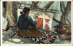 Navaho Woman Weaving Blanket Postcard