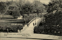 Bridge Over Lake, Washington Park Albany, NY Postcard Postcard