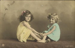 Little Girls, Tinted Postcard Postcard