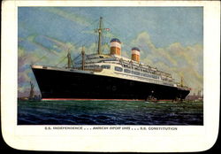 S. S. Independence And Her Sister Ship S. S. Constitution Postcard