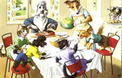 Doggie Dinnertime #4924 Postcard