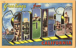 Greetings from San Diego California Postcard Postcard