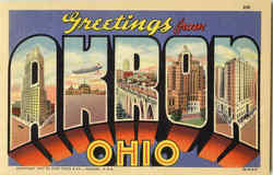 Greetings from Akron Ohio Postcard Postcard