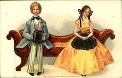 Early Clapsaddle - Boy & Girl on Couch Postcard