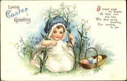 Loving Easter Greeting With Children Postcard Postcard