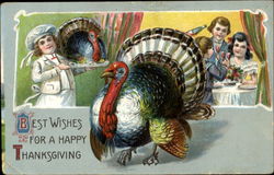 Best Wishes For A Happy Thanksgiving Turkeys Postcard Postcard