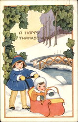 A Happy Thanksgiving Children Postcard Postcard