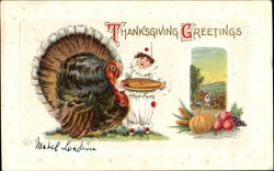 Thanksgiving Greetings Clown Postcard