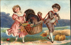 Thanksgiving Greetings Children Postcard Postcard