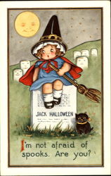 Little Girl Witch Halloween Postcard Postcard