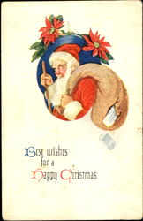 Best Wishes For A Happy Christmas Santa Claus Postcard Postcard