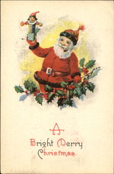 A Bright Merry Christmas Santa Claus Postcard Postcard