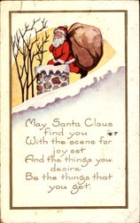 Santa on Rooftop Postcard