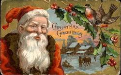 Christmas Greetings Santa Claus Postcard Postcard