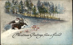 Christmas Greetings From A Friend Santa Claus Postcard Postcard