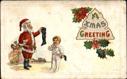 A Xmas Greeting Santa Claus Postcard Postcard