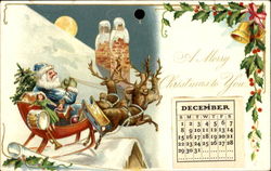 Santa Blue Robe Calendar Santa Claus Postcard Postcard