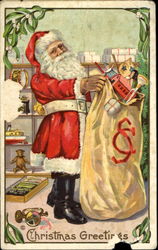 Christmas Greetings Santa Claus Postcard Postcard