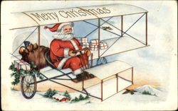 Santa in Wright Airplane Santa Claus Postcard Postcard