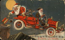 Santa Delivering Presents by Car Santa Claus Postcard Postcard