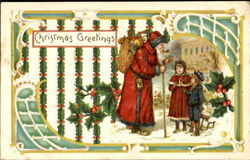 Christmas Greetings Santa Claus Postcard Postcard