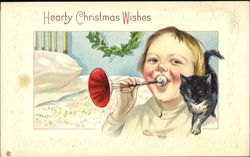 Hearty Christmas Wishes Children Postcard Postcard