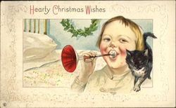 Hearty Christmas Wishes Children Postcard Postcard