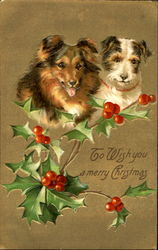 To Wish You A Merry Christmas Dogs Postcard Postcard