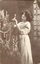 Woman Trimming Tree Postcard