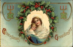 Christmas Greetings Madonna & Child Postcard Postcard