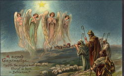 A Blessed Christmastide Angels Postcard Postcard