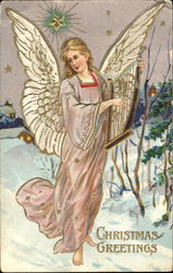 Christmas Greetings Angels Postcard Postcard