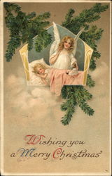 Wishing You A Merry Christmas Angels Postcard Postcard